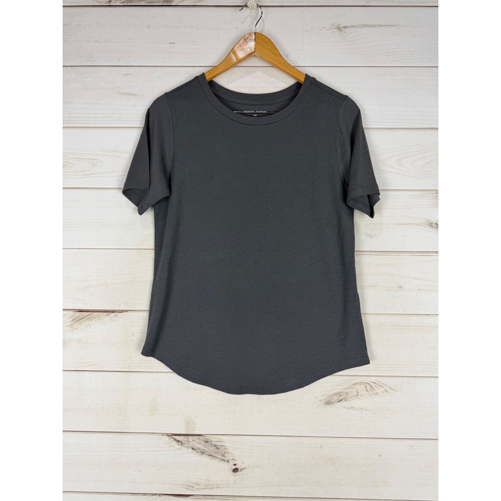 Universal Standard Tee Shirt 2XS Charcoal Gray Pima Cotton Modal Curved Hem
